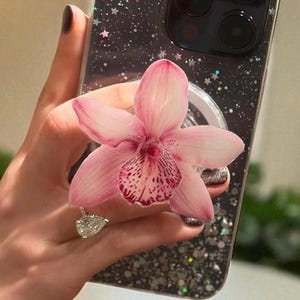 Pink Orchid MagSafe Grip | Floral Phone Stand | Magnetic Kindle & Tablet Holder
