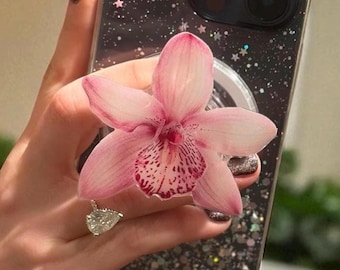 Pink Orchid MagSafe Grip | Floral Phone Stand | Magnetic Kindle & Tablet Holder