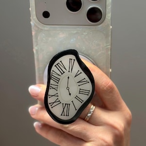 Melting Clock MagSafe Phone Grip:  Vintage Trippy Time Design, Kindle Holder