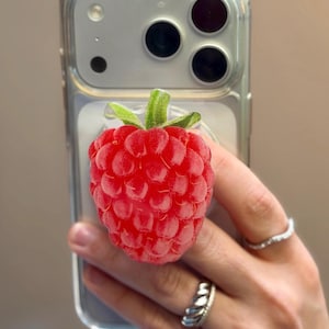 Raspberry MagSafe Phone Grip | Kawaii Fruit Kindle Holder | Magnetic Tablet Stand | Cute Food Accessory