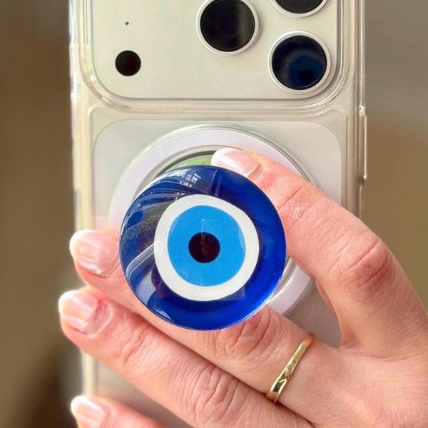 Evil Eye MagSafe Phone Grip | Magnetic Kindle & Tablet Holder, Blue Nazar Accessory
