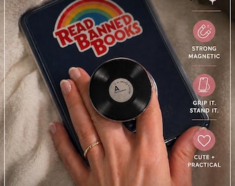 Retro Magsafe Kindle Grip • Vinyl Record Magnetic Phone Holder, Tablet Accessory