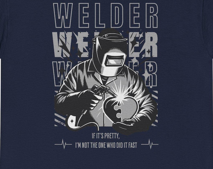 Welder Sparks Graphic Tee | Welding Helmet Illustration, Industrial Trades Shirt