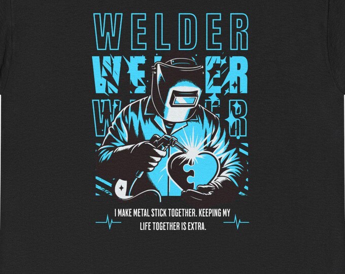 Welder Welding Helmet Graphic Tee | Welder Tools Sparks Construction Shirt
