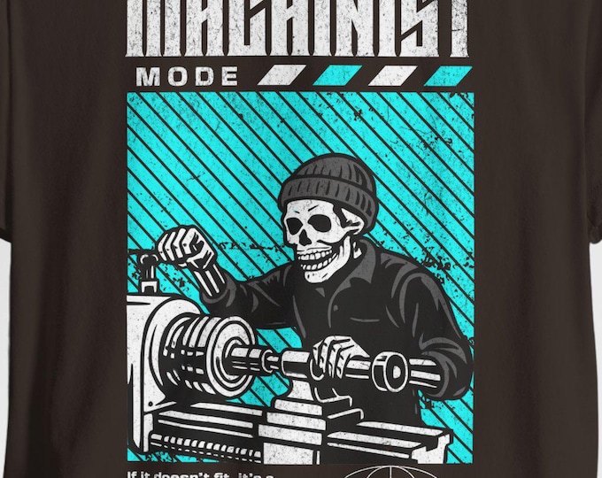 Machinist Mode Graphic Tee | Skull Lathe Operator Shirt