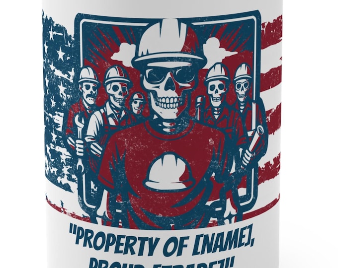 Patriotic Skeleton Work Crew Personalized Mug