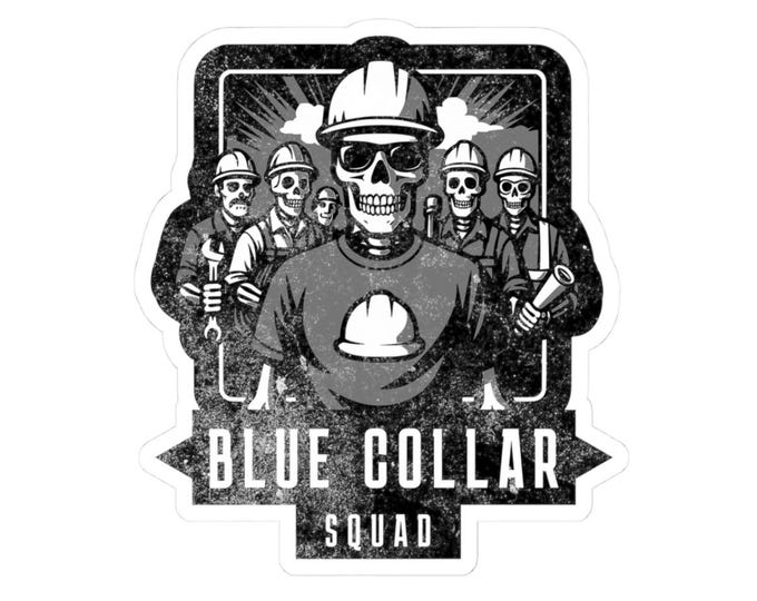 Blue Collar Squad skull construction Sticker | Kiss-Cut