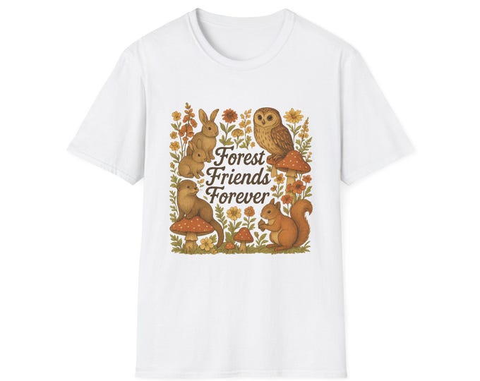Whimsical Forest Animal T-Shirt: Nature Lover Softstyle Tee