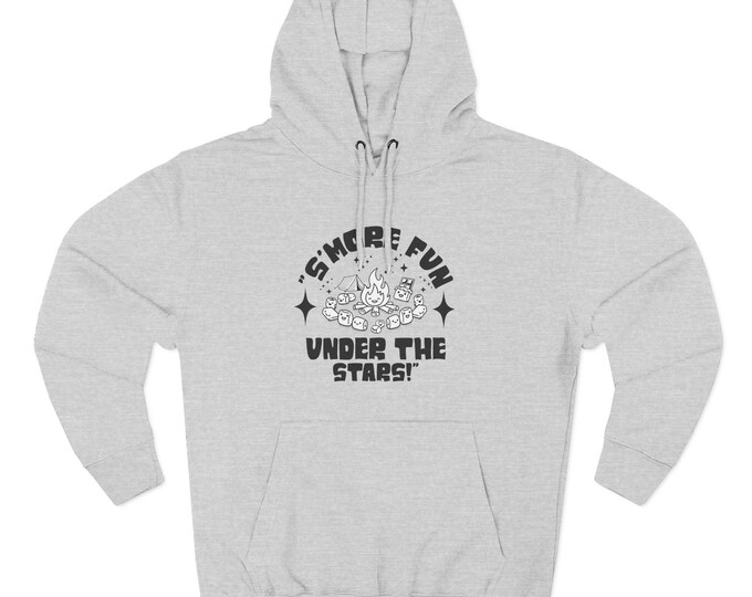 S'MORE Fun Under the Stars! Whimsical Campfire Night Illustration (Black & White Sweatshirt)