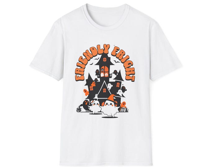 Friendly Fright Halloween T-Shirt: Unisex orange/blackGhost Tee