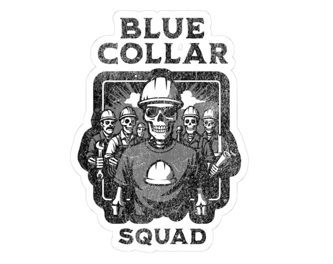 Blue Collar Squad Sticker | Construction Skull Workers Kiss-Cut