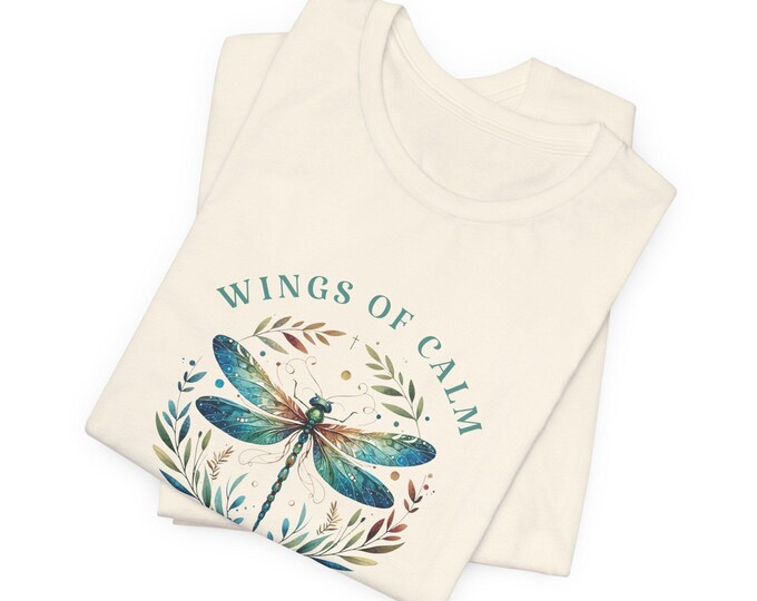 Watercolor Dragonfly Wreath Tee  Boho Cottagecore Botanical T-Shirt, Nature Lover Gift, Celestial Insect Art