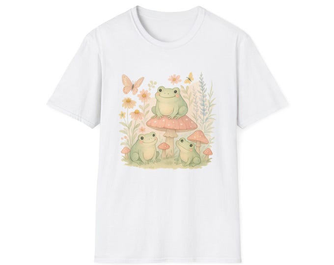 Frog & Mushroom Garden T-Shirt – Whimsical Nature Tee