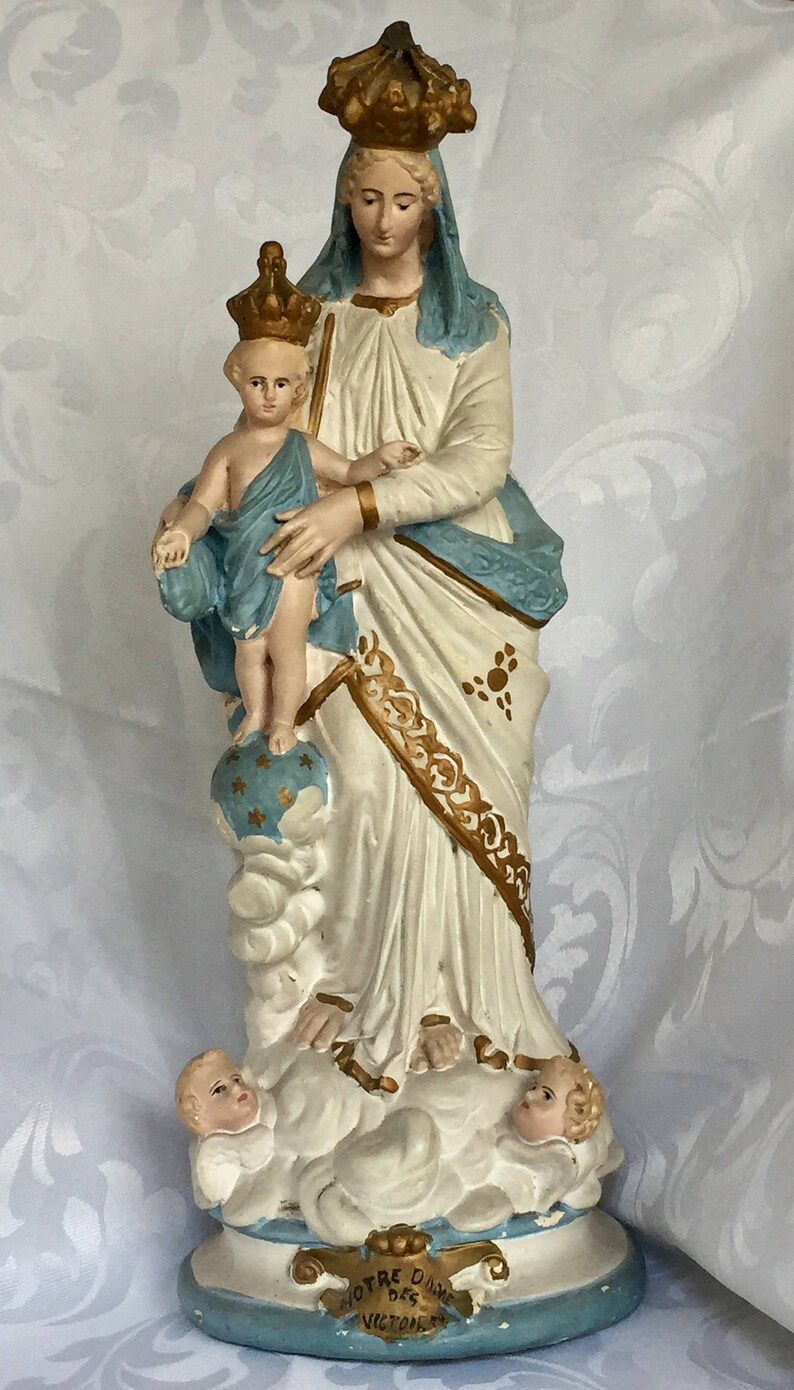 Antique French Madonna Notre Dame des Victoire Statue image 0