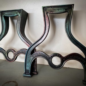 Midnight Oil Table Legs Cast Iron Bench Legs Coffee Table Dyed Iron Hardware