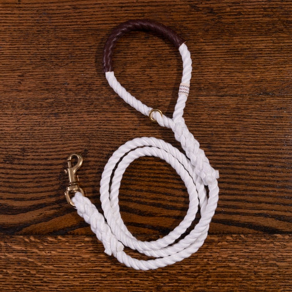 Marine Grade Rope Dog Leash Nautical Dog Leash Handmade in Rhode Island  Fair Leads classic white 