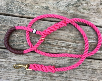 Nautical Dog Leash - Rope Dog Leash - Handmade - Fair Leads "Classic" (Pink)