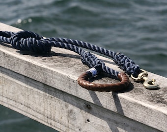 Handmade Nautical Rope Dog Leash – Marine Grade, Navy Blue