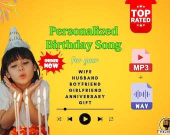 Gepersonaliseerd verjaardagslied: aangepast muziekcadeau (digitale mp3- en WAV-download)