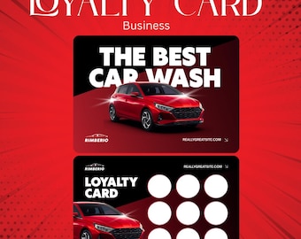Sjabloon carwash-loyaliteitskaart: bewerkbaar beloningsprogramma voor autodetailing
