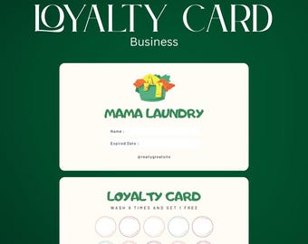 Sjabloon klantenkaart wasserette: bewerkbare ponskaart, beloningsprogramma (digitale download)