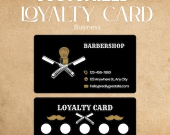 Barbershop-klantenkaartsjabloon: bewerkbaar beloningsprogramma voor kapsels