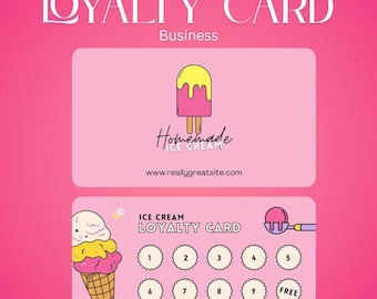 Klantenkaart ijswinkel: bewerkbaar dessertbeloningsprogramma (afdrukbare kaart)