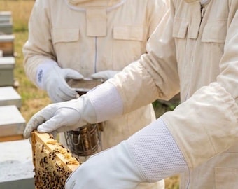 Imkerhandschuhe aus Ziegenleder mit langen, belüfteten Ärmeln – Schutz vor Bienenstichen