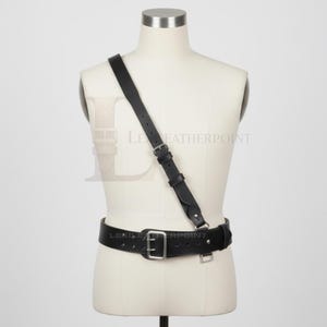 Handmade Sam Browne Belt BLACK LEATHER Complete Genuine British Military army cross