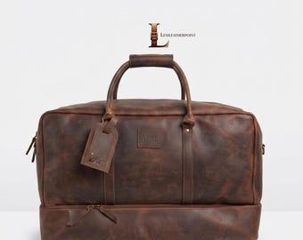 Reisetasche aus braunem Diesel-Leder – Echtleder-Reisegepäck für Wochenendtrips, Fitnessstudio und Übernachtungen