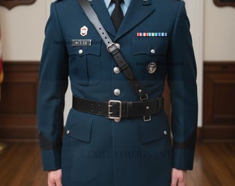 Handmade Sam Browne Gürtel SCHWARZES LEDER Komplett Echtes Britisches Militär Armee Kreuz