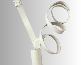 WHITE Large Flag Pole Cross Belt Banner Holder LEATHER HANDMADE – Parade Army Carrier