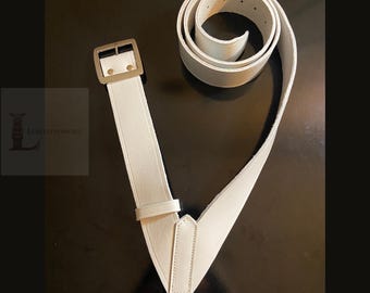 Weißer Leder Brass Snare Drum Sling - Verstellbarer Kreuzgürtel