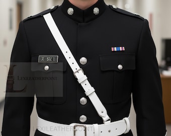 Handgefertigte Sam Browne Gürtel WEISSES LEDER Komplett Echtes Britisches Militär Armee Kreuz