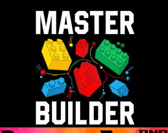 Master Builder Kids Building Blocks Brick Toy Master Builder PNG.Digital download