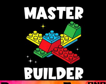 Master Builder Kids Building Blocks Brick Toy Master Builder PNG.Digital download