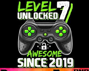 Level 7 Unlocked Gamer Birthday PNG (Digital Download)