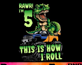 5. urodziny dinozaura Monster Truck Png, urodzinowy chłopiec dinozaur Png, 5. urodziny dinozaura Png, urodziny Png, pobierz PNG.