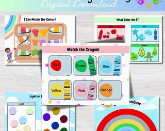 Color Sorting Activity for Kids |Color Matching Game |  Preschool Activity Bundle | Reusable Toddler Learning Activity | Montessori Material