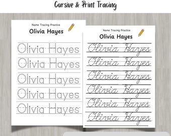Personalised Name Tracing Worksheet | Cursive & Print Practice Sheets | Custom Toddler Learning | Editable Writing Activity PDF