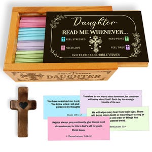 Bible Verse Cards for Daughter: Christian Gift Box for Stress, Love, Peace