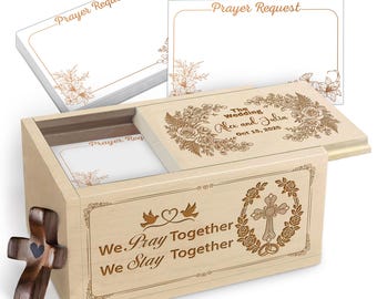 Personalized Wedding Prayer Box – Engraved Names & Date, Wooden Keepsake Gift for Couples, Valentine Gift