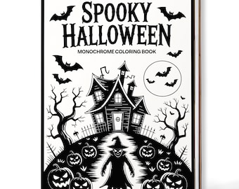 Libro da colorare in legno fatto a mano A5 – Edizione spettrale di Halloween, 30 pagine minimaliste, regalo autunnale rilassante per momenti di calma e creatività