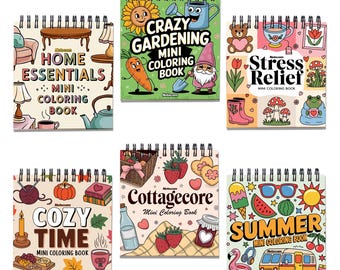 Mini Coloring Book Set: Cottagecore, Stress Relief, & Travel Activity