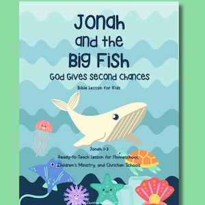 Jonah and the Whale Printable | Kids Bible Lesson Activity | Bible Homeschool Lesson | Sunday School Curriculum | Printable Bible Lesson