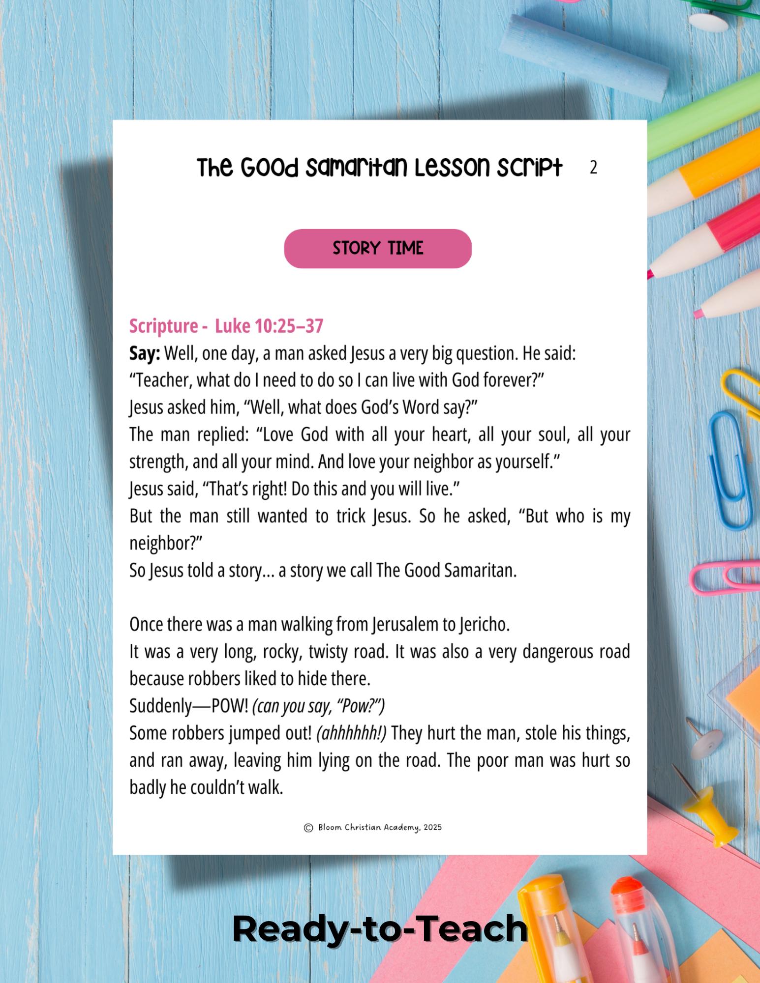 Good Samaritan Bible Lesson for Kids | Homeschool Lesson | Sunday ...