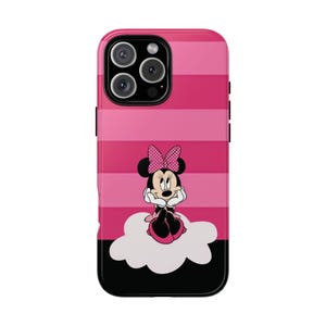 Minnie Mouse Tough Case - Pink Cartoon Cover for iPhone 11-16, Glossy or Matte Option