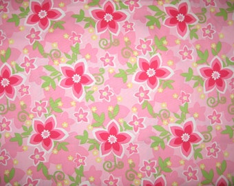 Korean import Pink floral fabric 1 yard