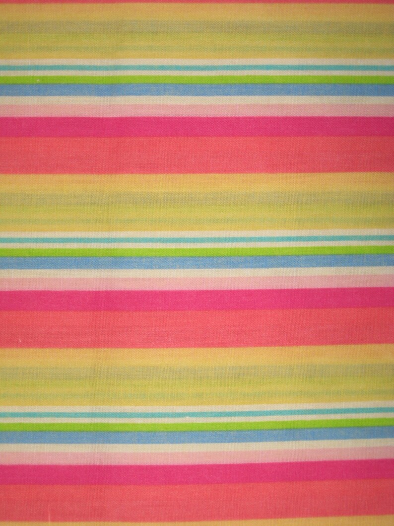 Yellow Coral Pink Blue Green White Stripe Fabric 1 Yard Etsy Coral crochet maths hyperbolic nightingale katherine corals crocheted representation plane victoria display