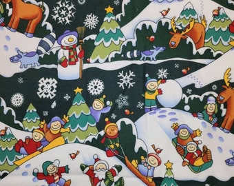 Flannel santa and children sledding BTY